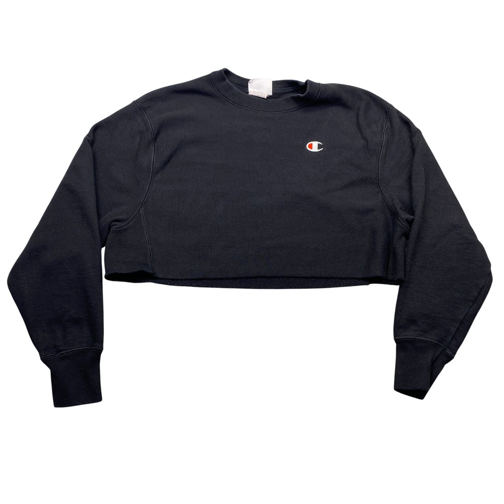 Champion Reverse Weave Cropped Sweatshirt Black WL827‎ 003 Small Womens